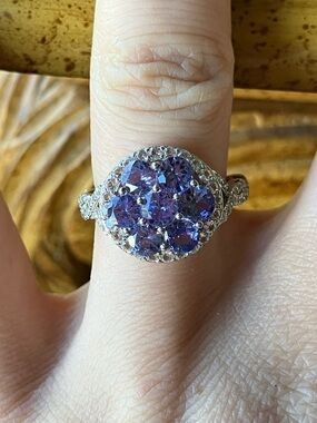 Natural Tanzanite Sterling Silver Ring Size 6